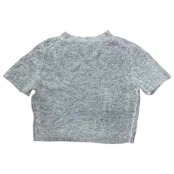 Vici Short Sleeve Cropped High Stretch Gray Sweater Top Women's Medium - Picture 4 of 6